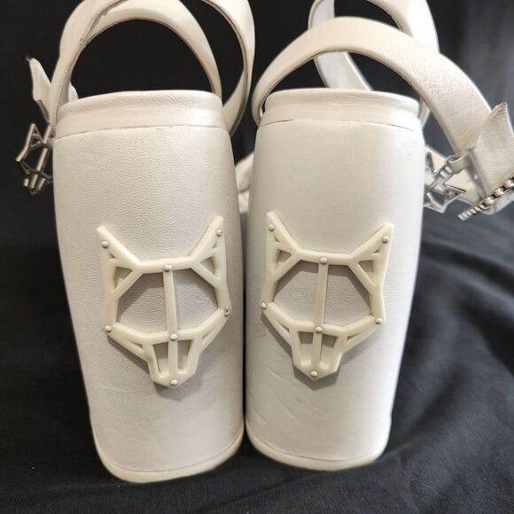 ♡ Naked Wolfe ♡ Jingle Platform Strappy Heels in White - Picture 5 of 11